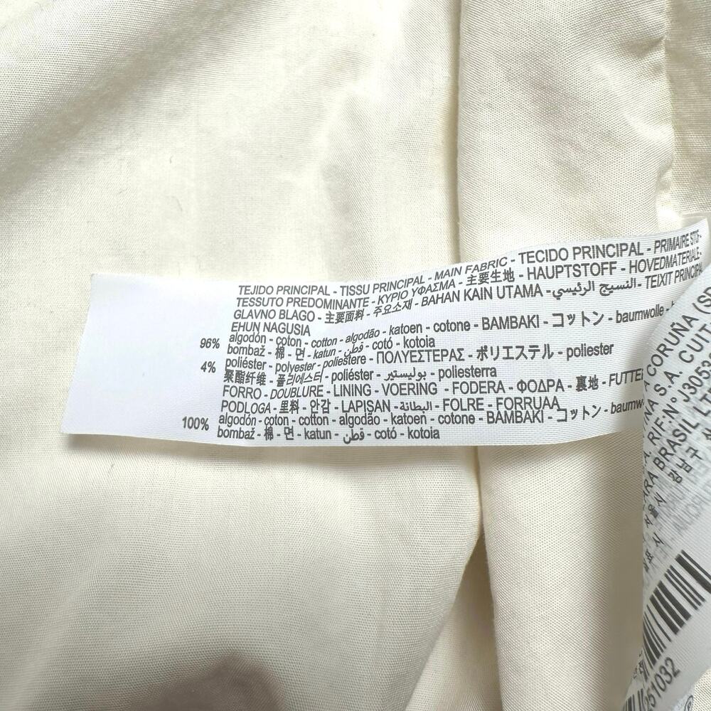 Zara | Men | Pinstripe Cream White Cotton Full Zip Light Bomber Jacket | Medium - Picture 9 of 15
